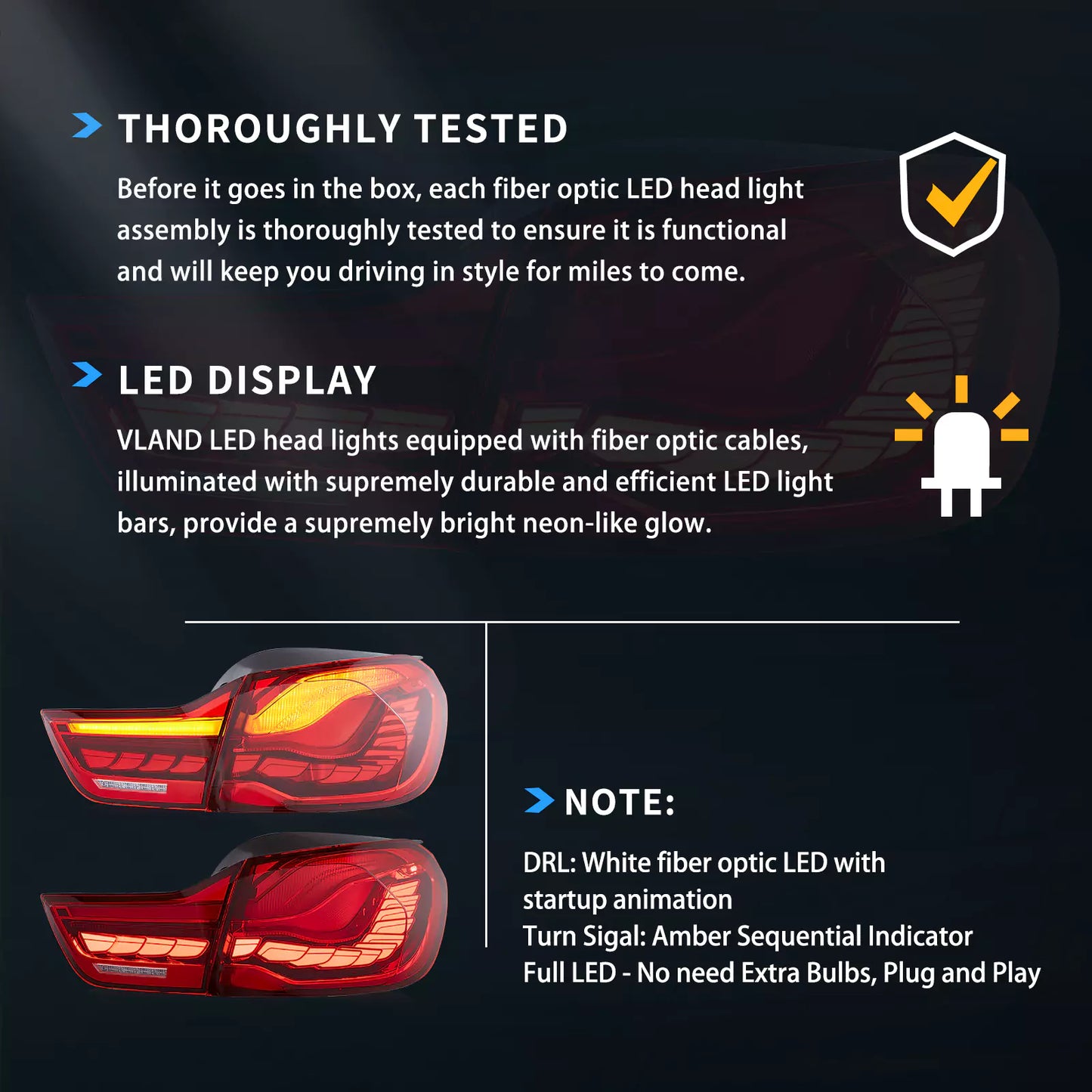 14-20 BMW 4 Series F32 F33 F36 / M4 F82 F83 Tail Lights Vland With LED GTS Style