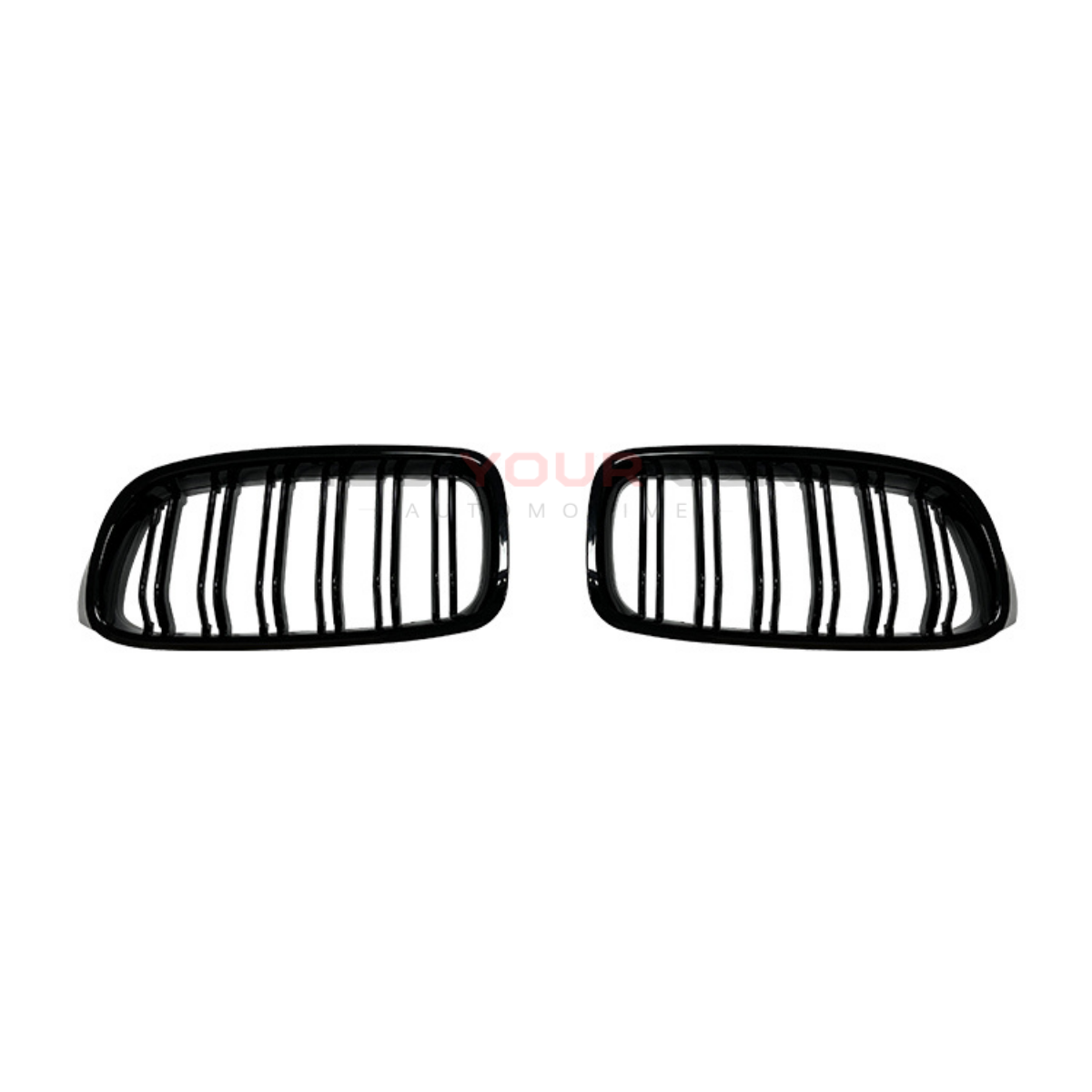 2012-2018 BMW 3 Series F30 Front Grille (No Logo) – Gloss Black Dual Slat Design
