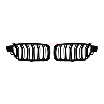 2012-2018 BMW 3 Series F30 Front Grille (No Logo) – Gloss Black Dual Slat Design