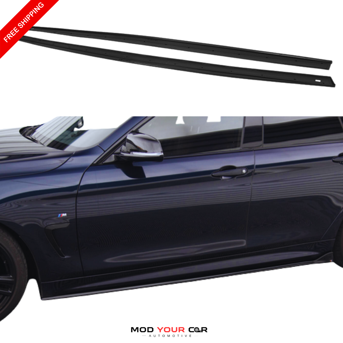 2014-2020 BMW 4 Series F32 / F36 MP Style Side Skirts – Gloss Black ABS
