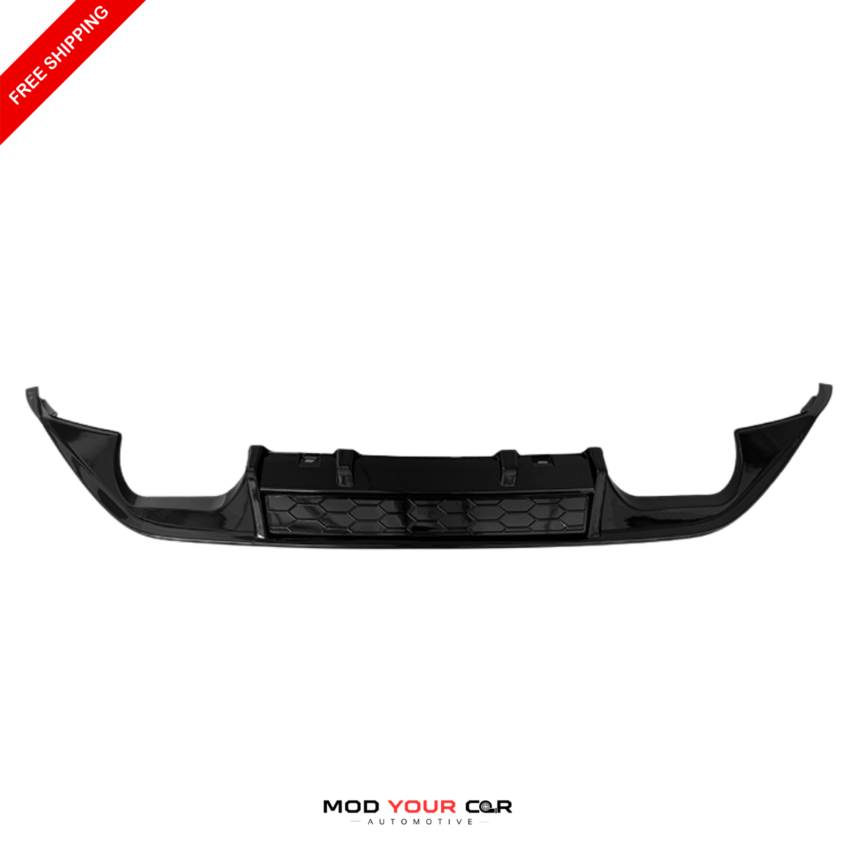 2012-2017 Volkswagen Golf 7 GTI Rear Lip Diffuser (Dual Exhaust Each Side – Total 4 Pipes) – Gloss Black ABS