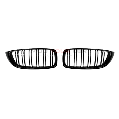 2014-2020 BMW 4 Series F32 Front Grille (No Logo) – Gloss Black Dual Slat Design