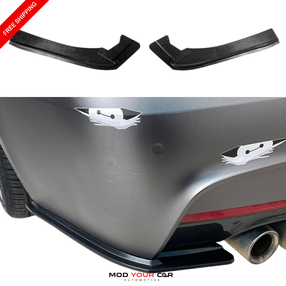 2012-2018 BMW 3 Series F30 Rear Side Splitters – Gloss Black ABS Material