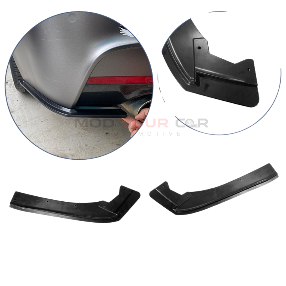2012-2018 BMW 3 Series F30 Rear Side Splitters – Gloss Black ABS Material