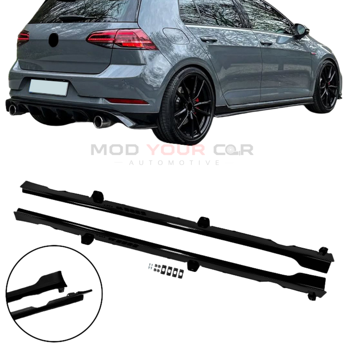 Volkswagen Golf 7 / 7.5 R-Line & GTI TCR Style Side Skirts – Gloss Black ABS