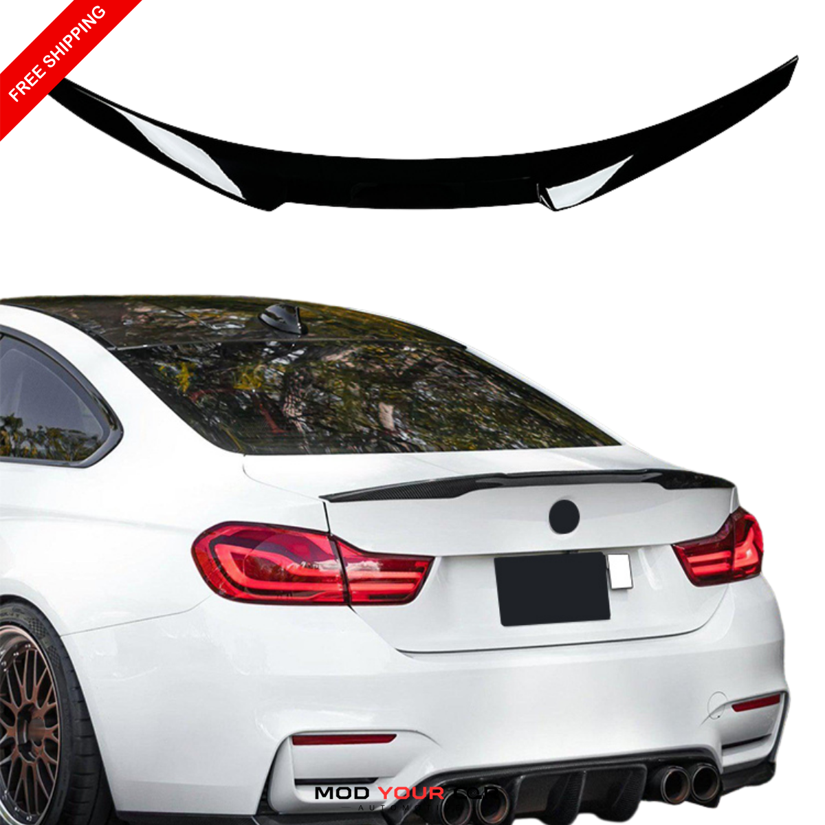 2014-2020 BMW F82 M4 Style Rear Spoiler – Gloss Black ABS