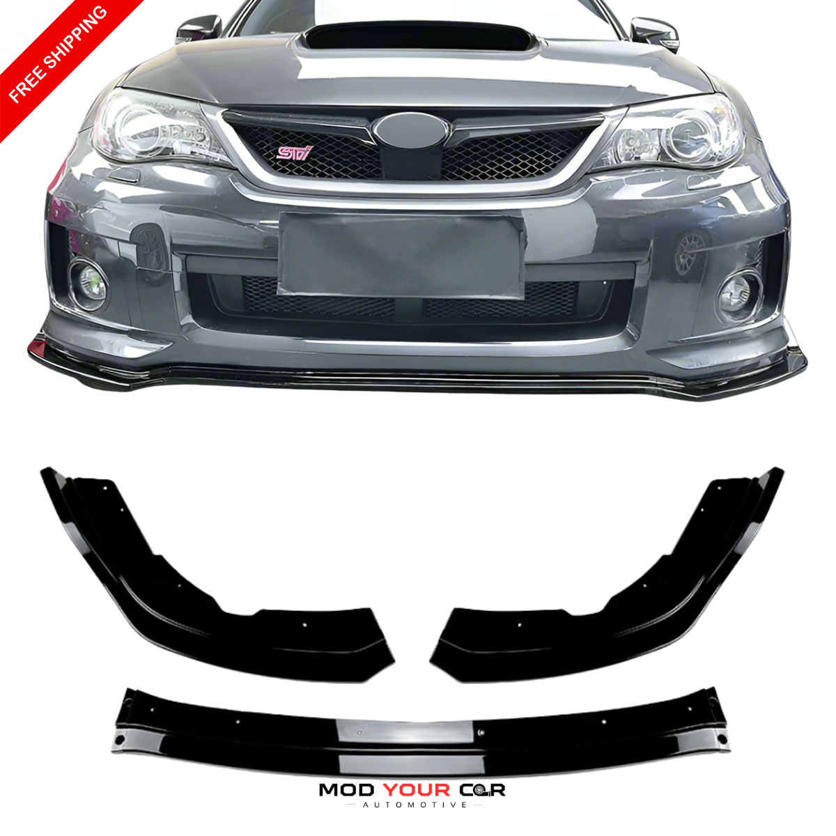Three-Segment Front Bumper Splitter Lip Spoiler for Subaru Imprez WRX STI 2011-2014
