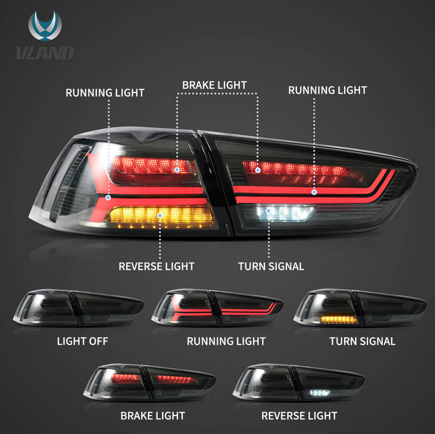 08-17 Mitsubishi Lancer & EVO X Vland LED Tail Lights