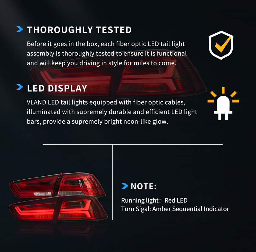 08-17 Mitsubishi Lancer & EVO X Vland LED Tail Lights