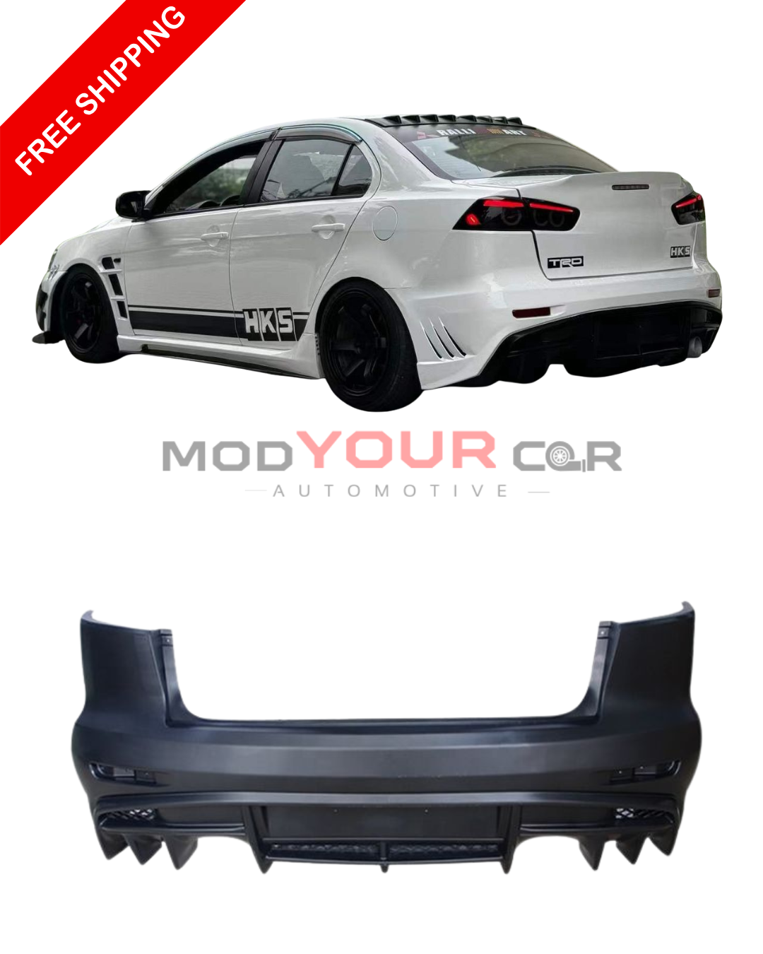 2010-2015 Mitsubishi Lancer Evolution X VARIS V2 Style Rear Bumper – Unpainted FRP Material with Aggressive Diffuser Styling