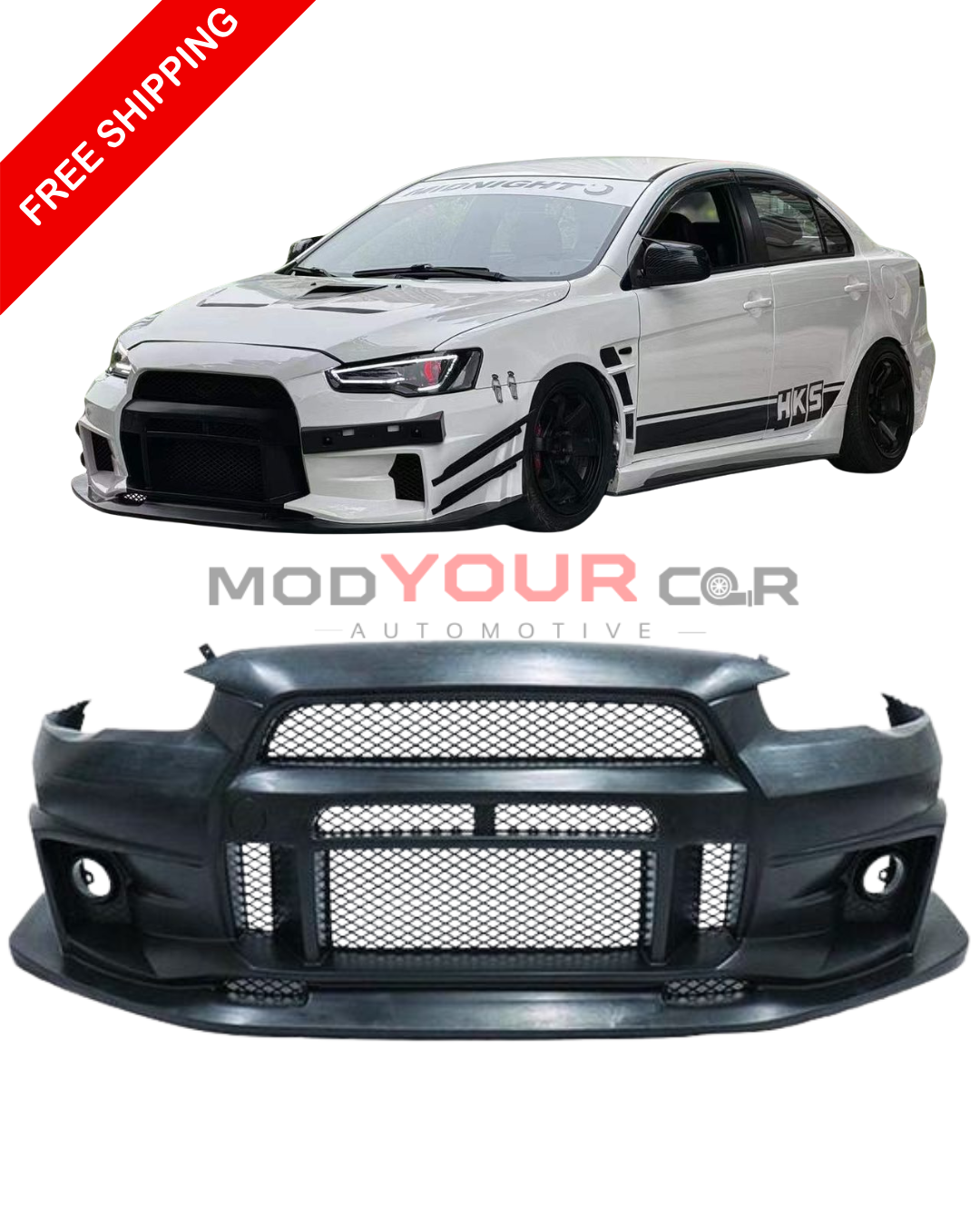 2010–2015 Mitsubishi Lancer Evolution X VARIS V2 Style Front Bumper – Unpainted FRP Material with Aggressive Aero Ducts and Splitter Design
