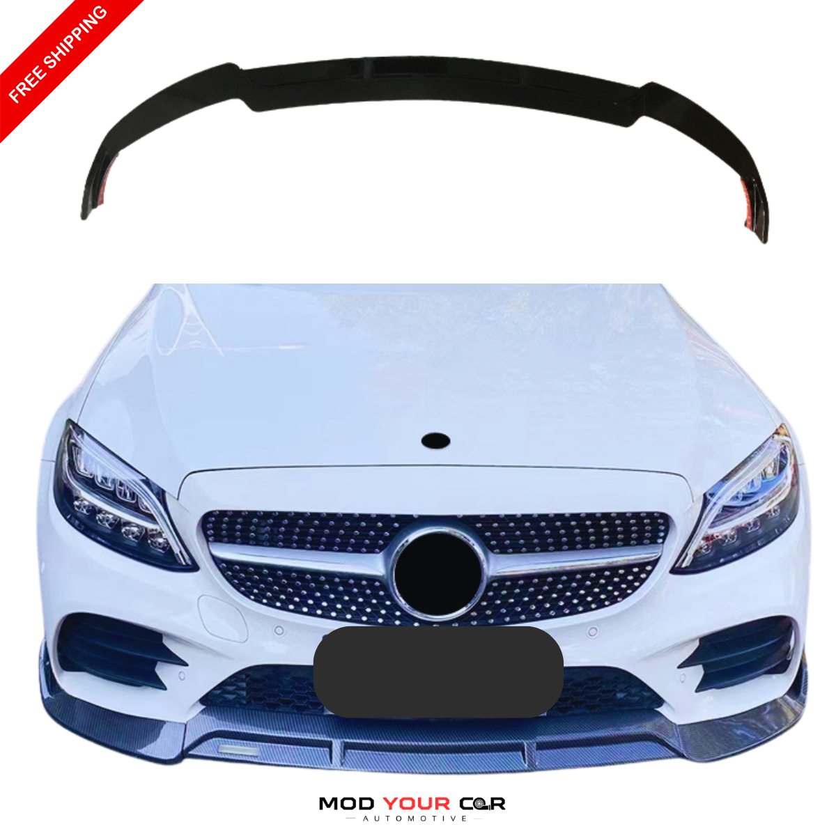 2015-2018 BenZ C-class W205 Front Lip - GLOSS Black Only