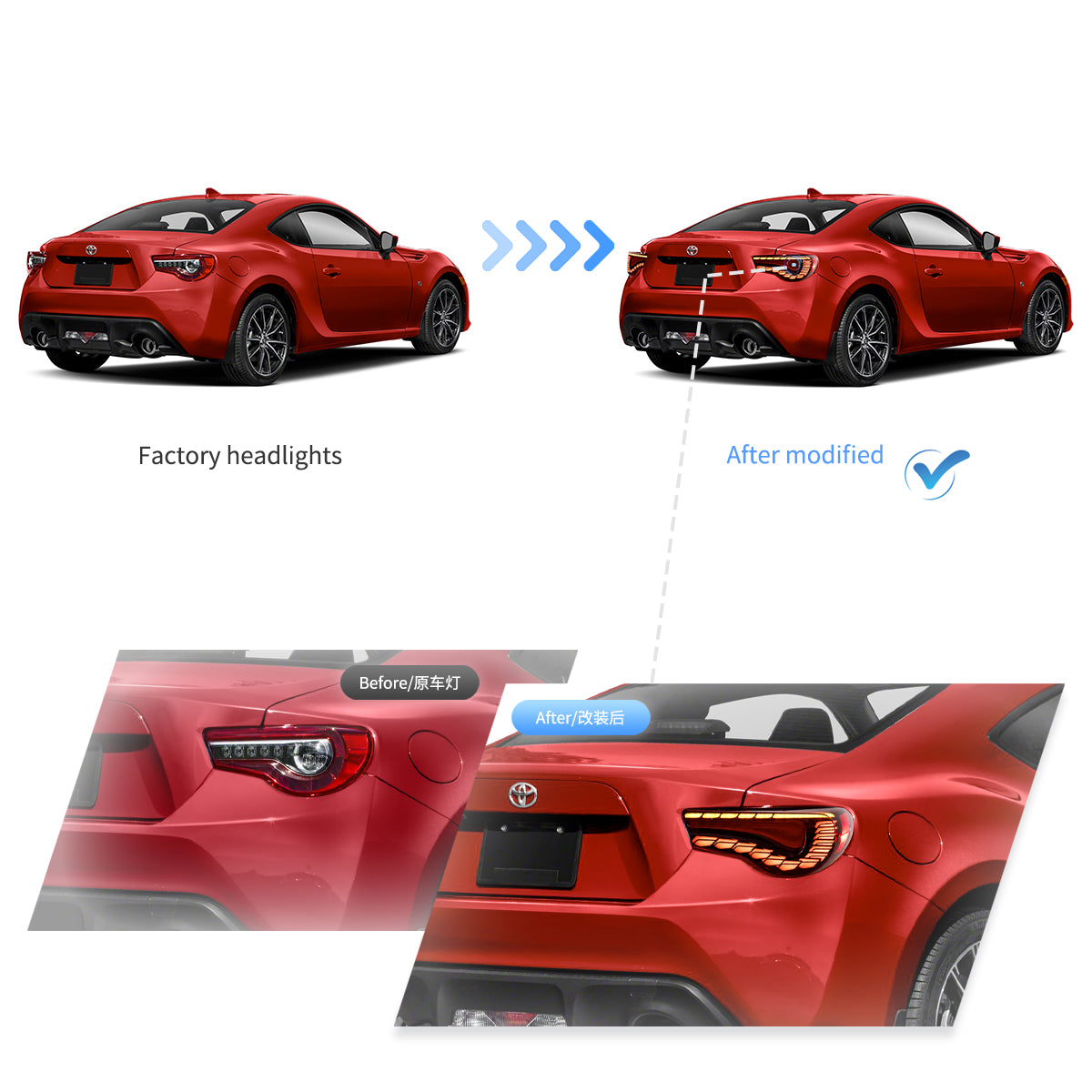 12-20 Toyota 86 GT86 FT86 13-20 Subaru BRZ 13-20 Scion FR-S Vland LED Tail Lights [Dragon Style]