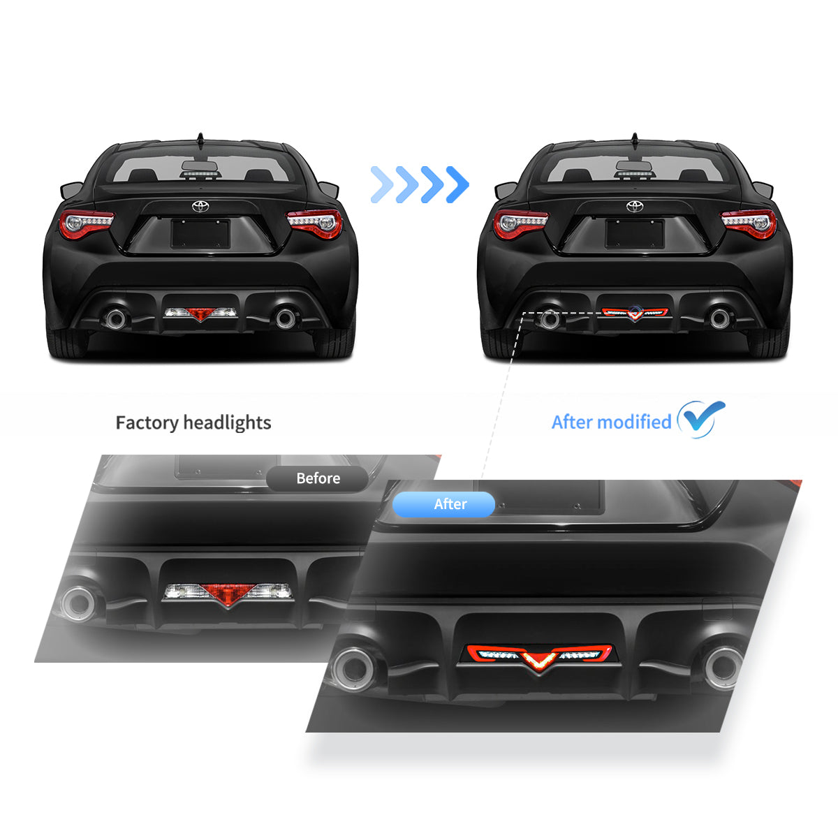 2012-2021 FR-S/BRZ/GT86 1th Gen(ZN6/ZC6) Vland LED Rear Bumper Lower Reverse Fog Backup Lights
