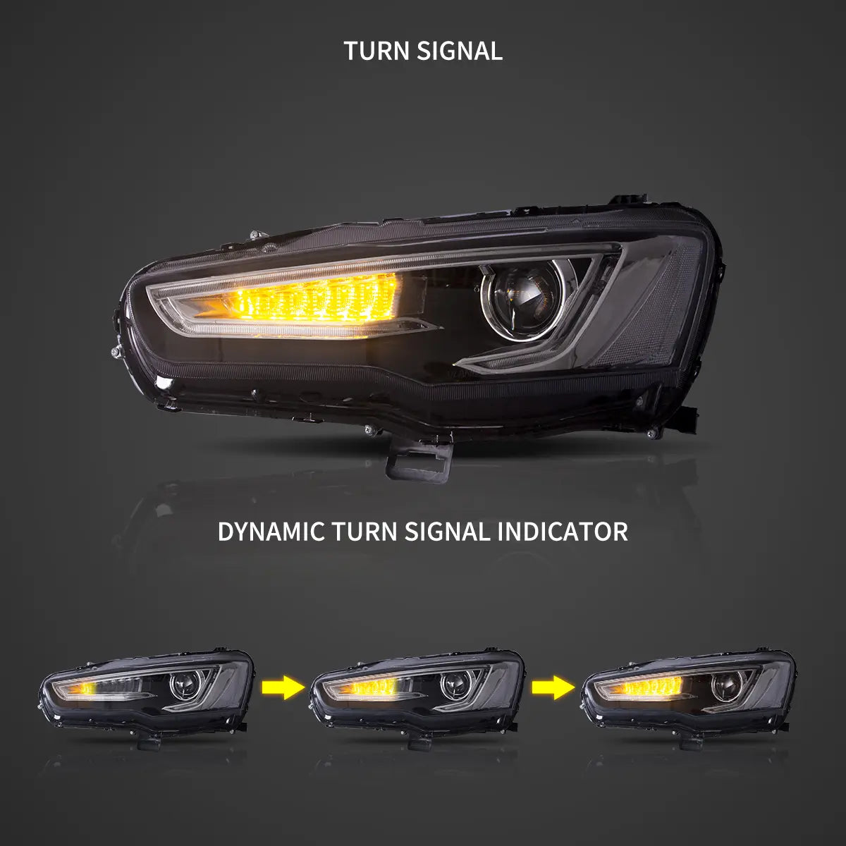 Vland 2008-2017 Mitsubishi Lancer Evo X Headlights With Dual Beam Projector