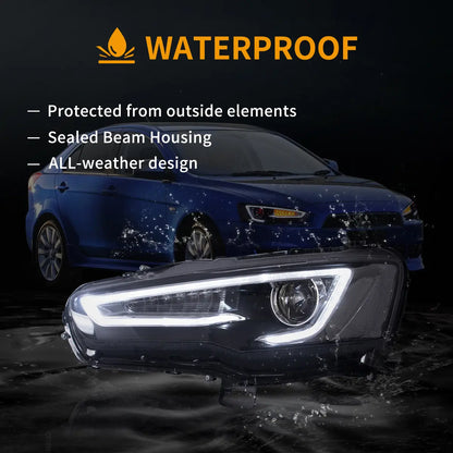 Vland 2008-2017 Mitsubishi Lancer Evo X Headlights With Dual Beam Projector
